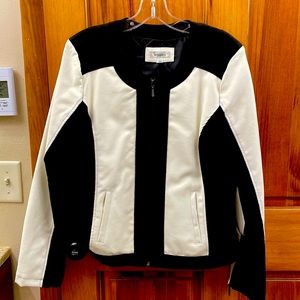 Black & white feud leather jacket